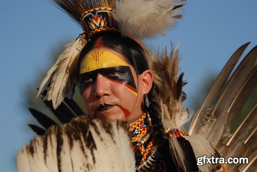 Collection of American Indian Native War Paint face feathers on his head 25 HQ Jpeg