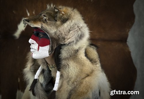 Collection of American Indian Native War Paint face feathers on his head 25 HQ Jpeg