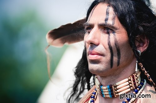 Collection of American Indian Native War Paint face feathers on his head 25 HQ Jpeg