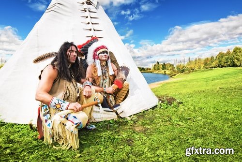 Collection of American Indian Native War Paint face feathers on his head 25 HQ Jpeg