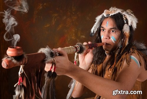 Collection of American Indian Native War Paint face feathers on his head 25 HQ Jpeg