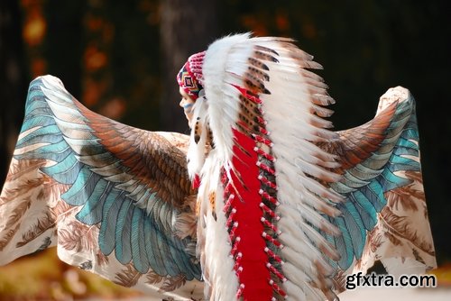 Collection of American Indian Native War Paint face feathers on his head 25 HQ Jpeg