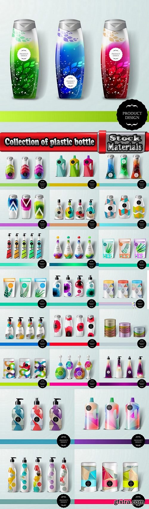 Collection of plastic bottle packaging tube container for perfume vector image 23 EPS