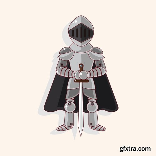 Collection of knight armor warrior horseman vector image 25 EPS