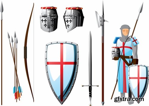 Collection of knight armor warrior horseman vector image 25 EPS