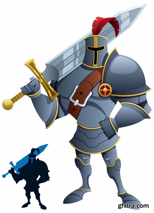 Collection of knight armor warrior horseman vector image 25 EPS