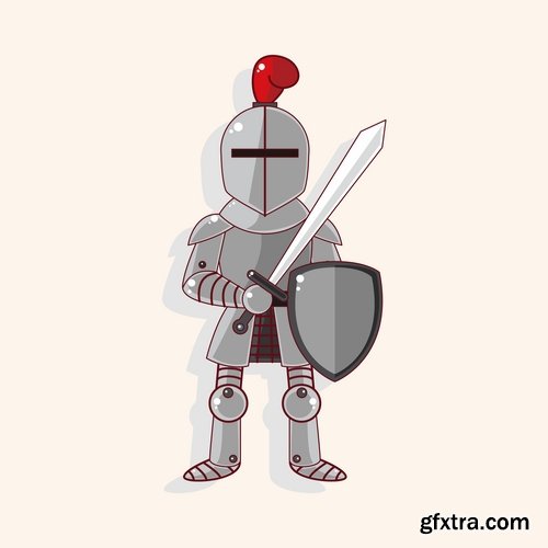 Collection of knight armor warrior horseman vector image 25 EPS