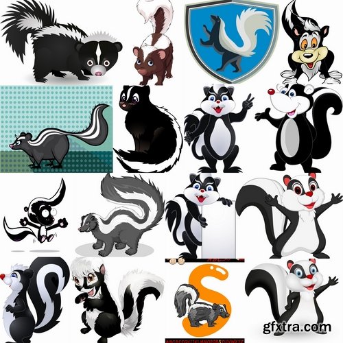 Collection skunk smell bad cartoon vector image 25 EPS