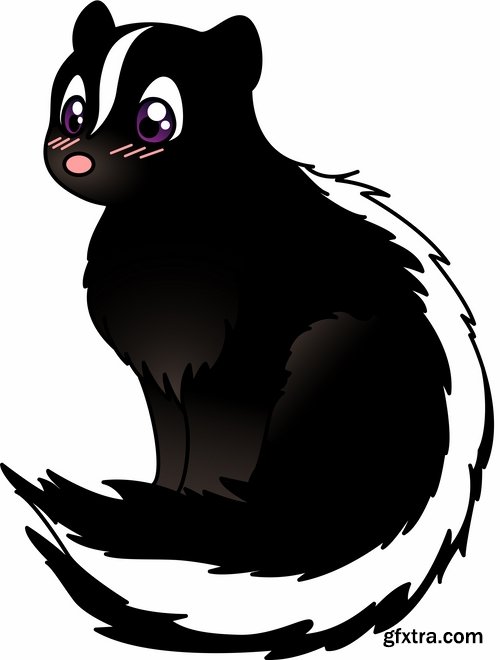 Collection skunk smell bad cartoon vector image 25 EPS