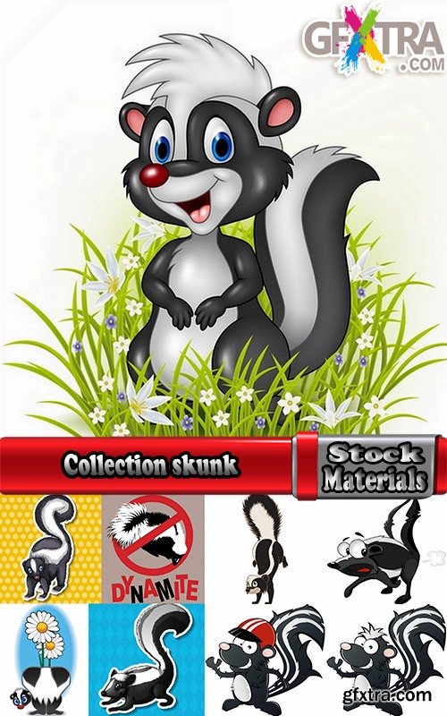 Collection skunk smell bad cartoon vector image 25 EPS