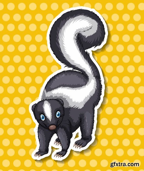 Collection skunk smell bad cartoon vector image 25 EPS