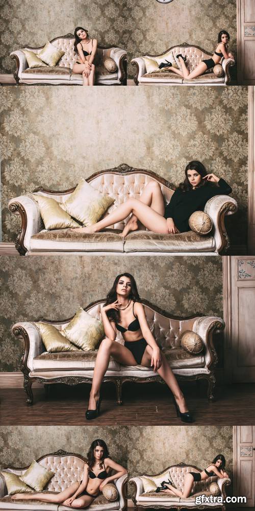 Sexy Woman on a Vintage Sofa