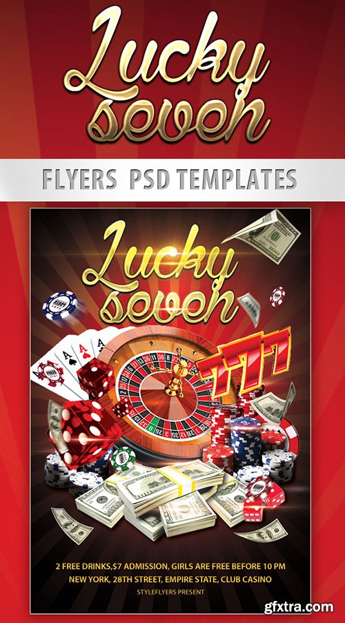 «Lucky seven» Gamble Flyer PSD Template + Facebook Cover