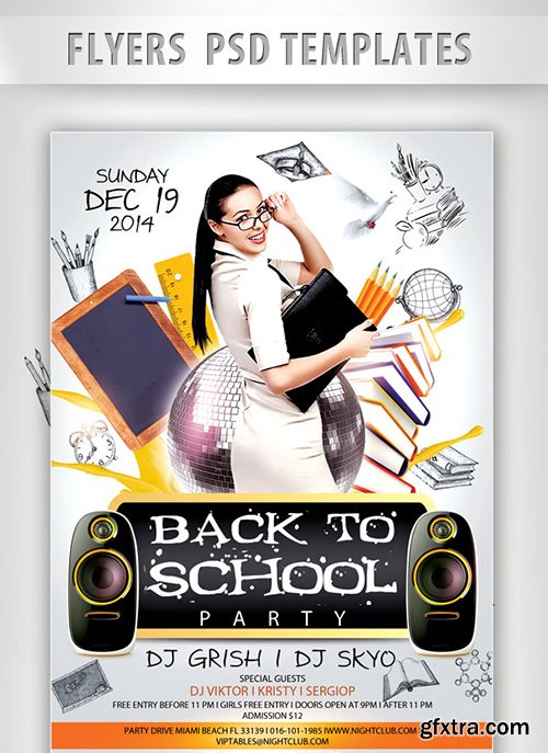 Back to School Party Flyer PSD Template + Facebook Cover