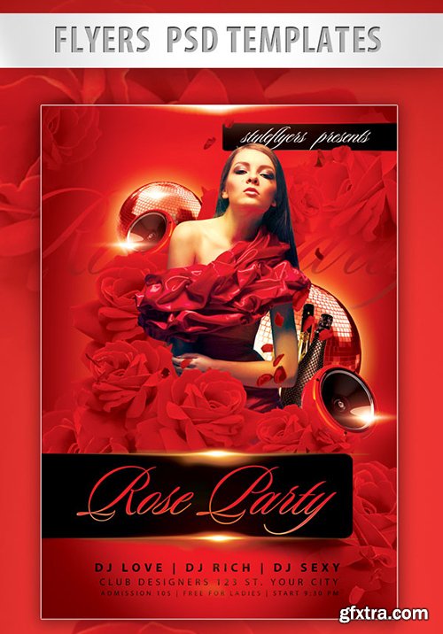 Rose Party PSD Template + Facebook Cover