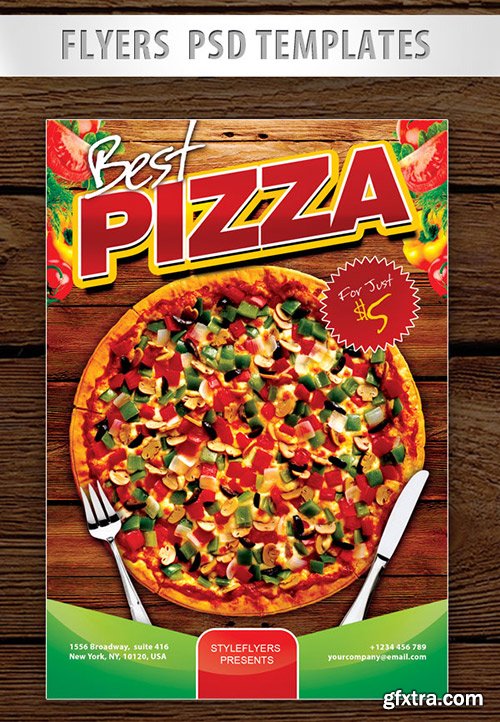 Best Pizza ad Flyer PSD Template + Facebook Cover