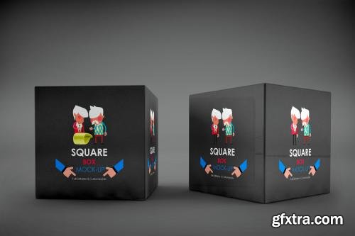 CreativeMarket Square Box Mock-Up 589027