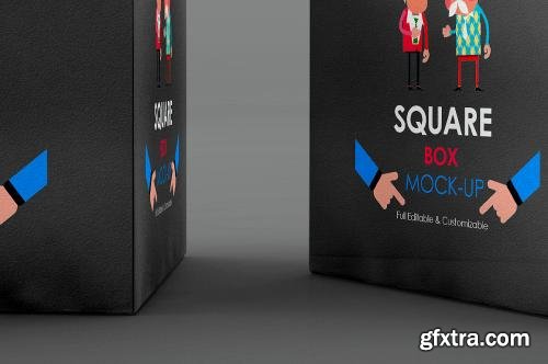 CreativeMarket Square Box Mock-Up 589027