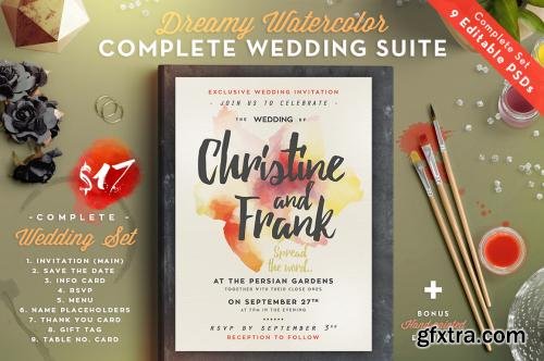 CreativeMarket Dreamy Watercolor Wedding Suite 552853