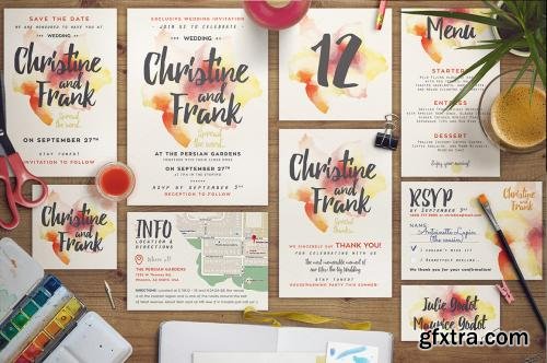 CreativeMarket Dreamy Watercolor Wedding Suite 552853