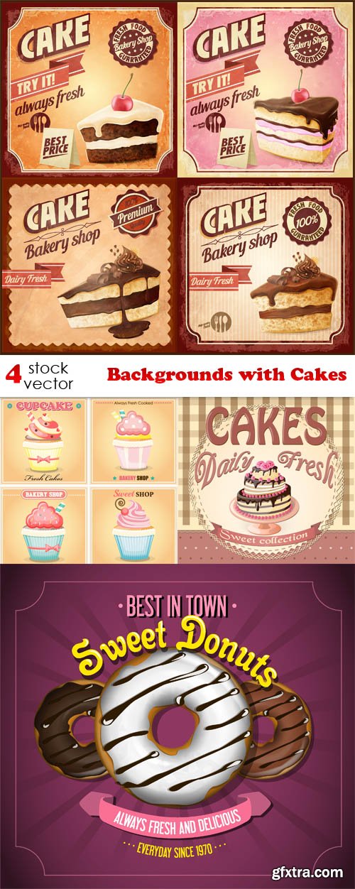 Vectors - Backgrounds with Cakes