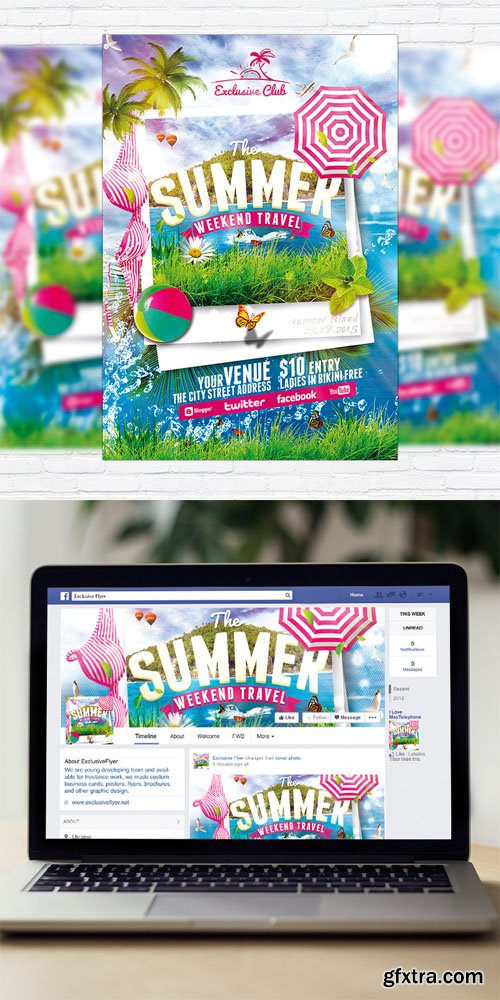 The Summer Weekend Travel - Flyer Template + Facebook Cover