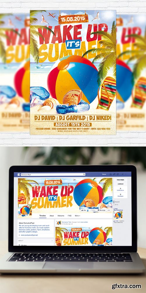 Wake up its Summer - Flyer Template + Facebook Cover