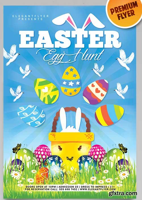 Easter Egg Hunt Flyer PSD Template + Facebook Cover