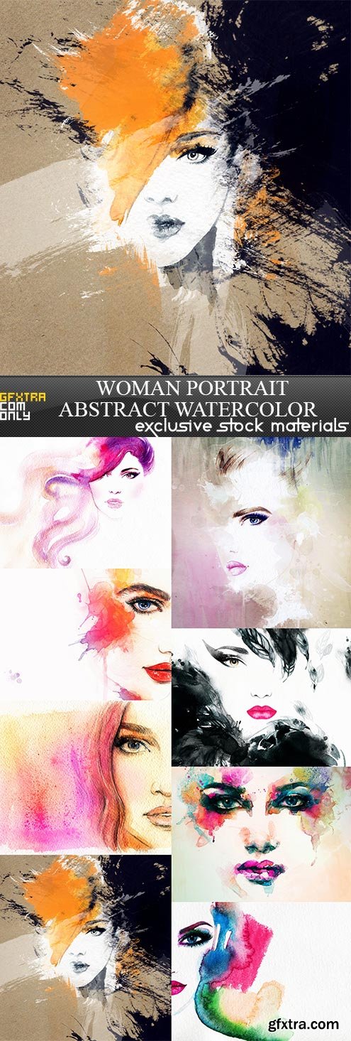 Woman portrait .abstract watercolor, 8  x  UHQ JPEG