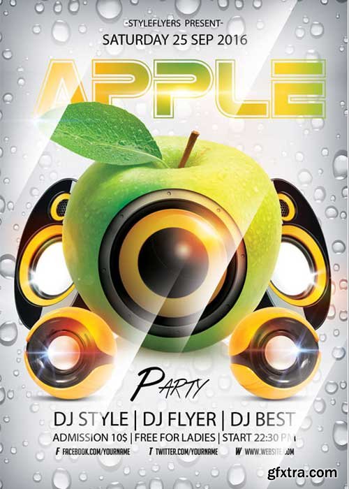 Apple Party Flyer PSD Template + Facebook Cover