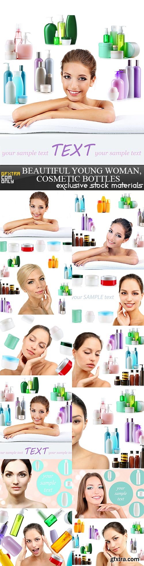 Beautiful young woman, cosmetic bottles, 12  x  UHQ JPEG