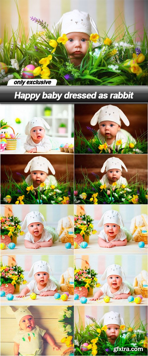 Happy baby dressed as rabbit - 10 UHQ JPEG