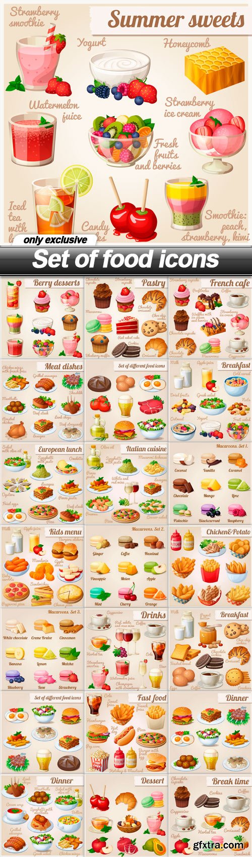 Set of food icons - 22 EPS