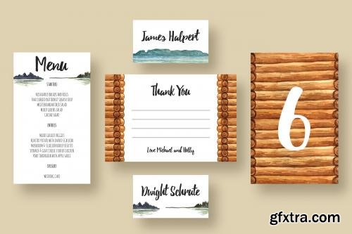 CreativeMarket Cabin at the Lake Wedding Suite 579133