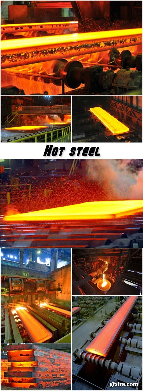 Hot steel, stack of heavy plates