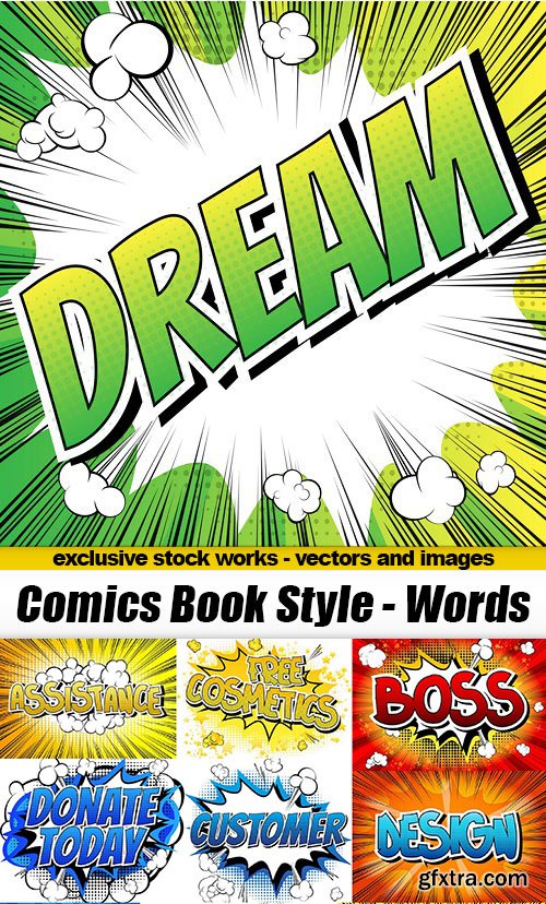 Comics Book Style - Words 4 - 25xEPS, AI