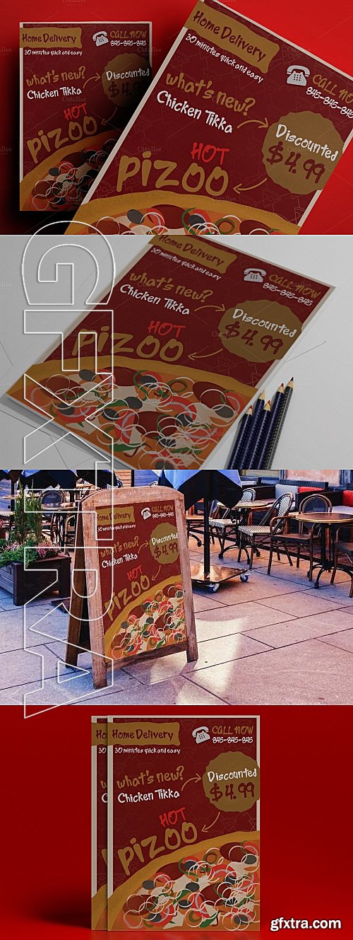 CM - Retro Pizza Flyer for Restaurant 577358