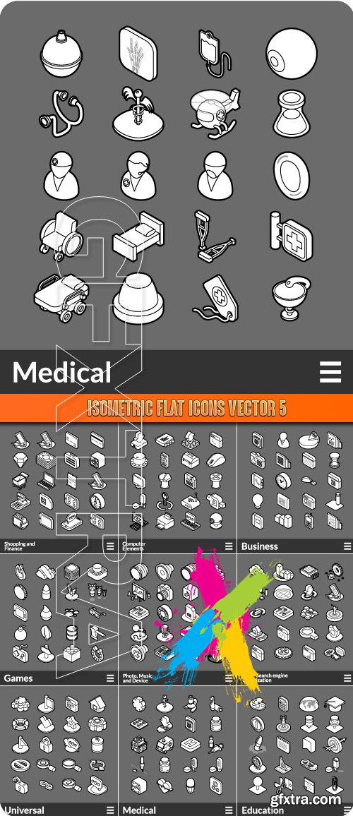 Isometric flat icons vector 5