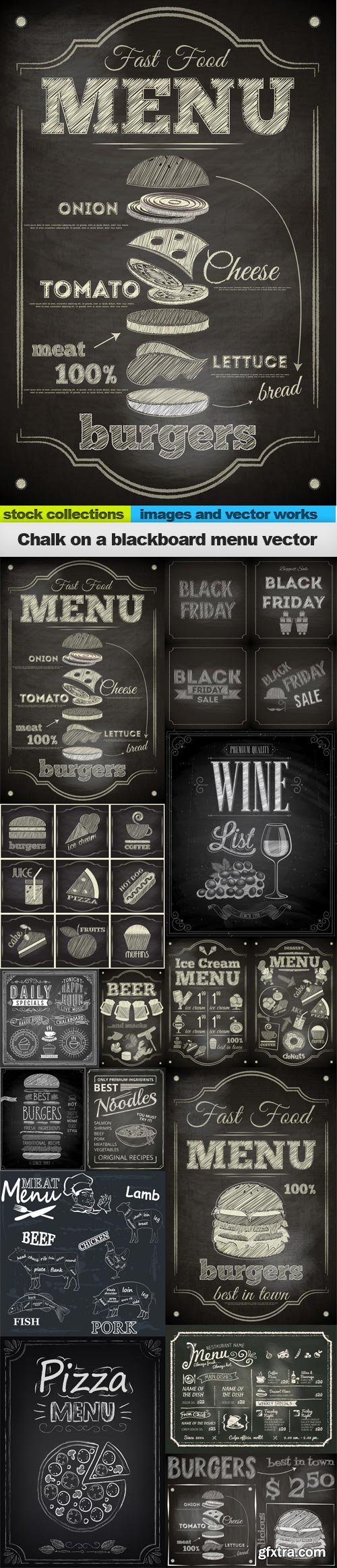 Chalk on a blackboard menu vector, 15 x EPS