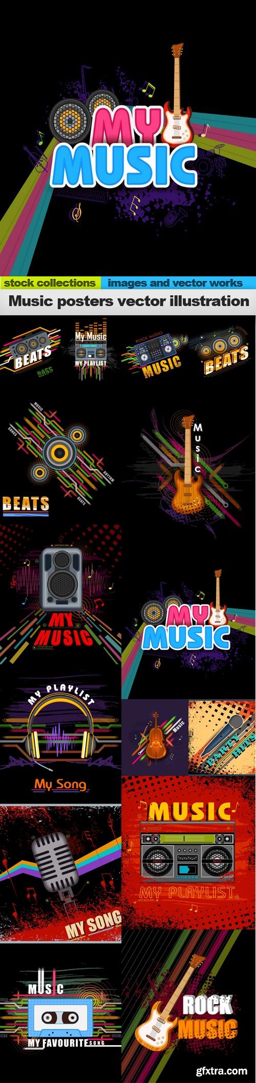 Music posters vector illustration, 15 x EPS