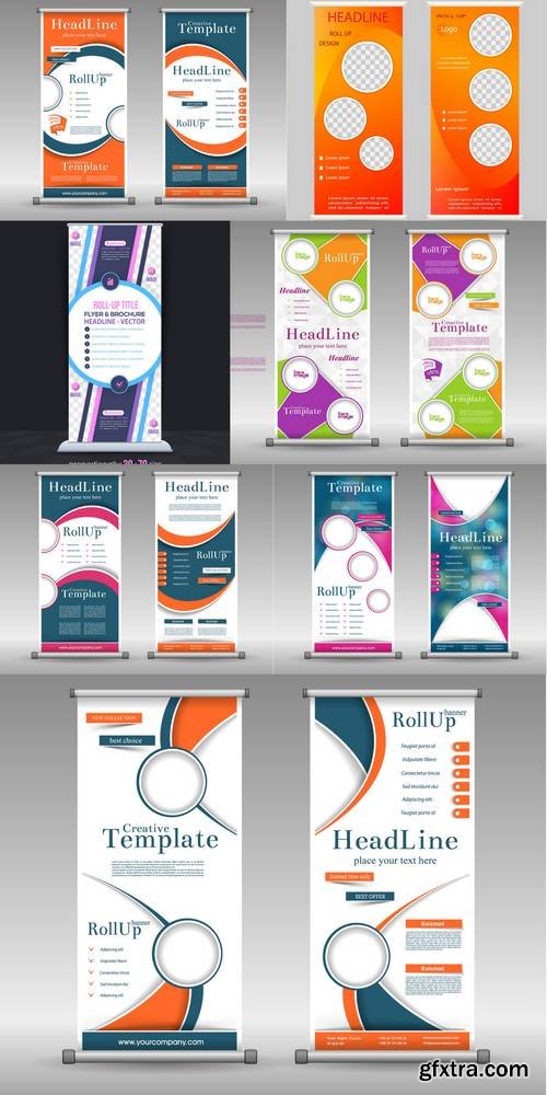 Roll Up Banner Abstract Geometric Colourful Design