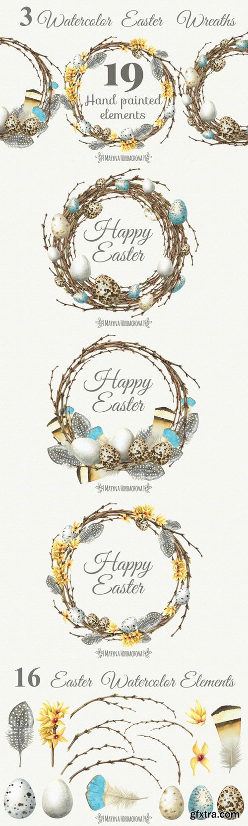 CM - Watercolor Easter Wreaths 567985