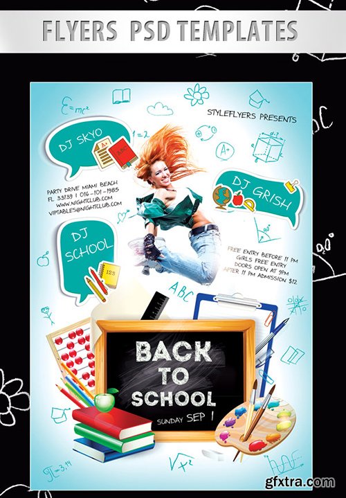 Back to School Party Flyer PSD Template + Facebook Cover