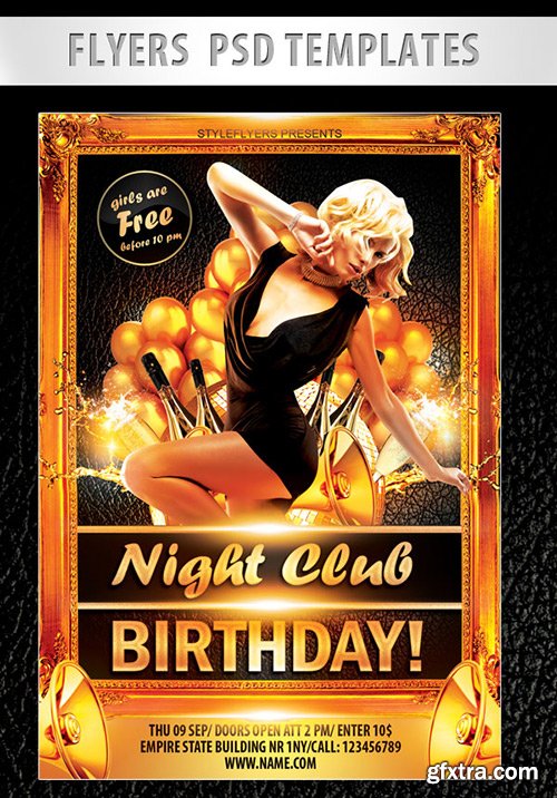 Night Club Birthday! Flyer PSD Template + Facebook Cover