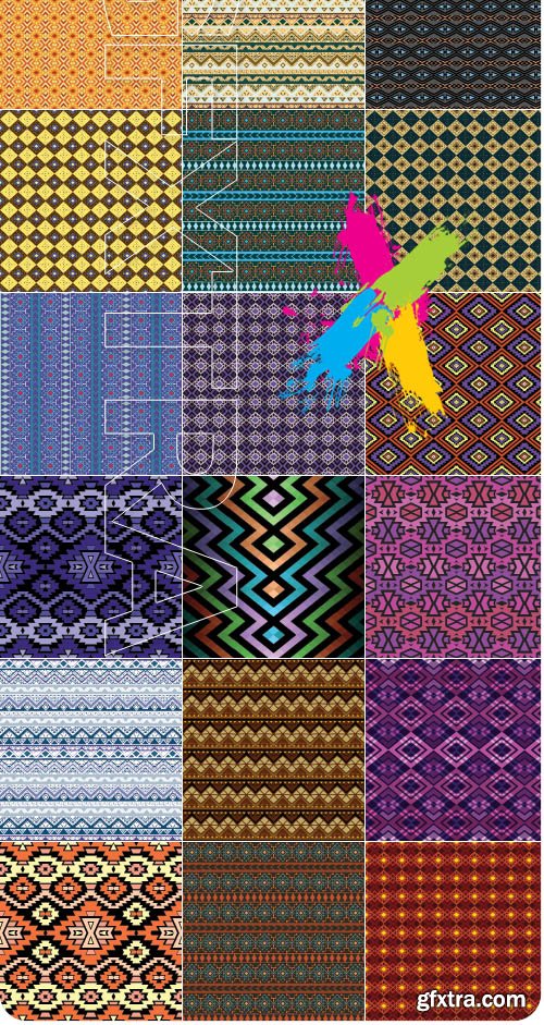 Seamless patterns collection background vector 3