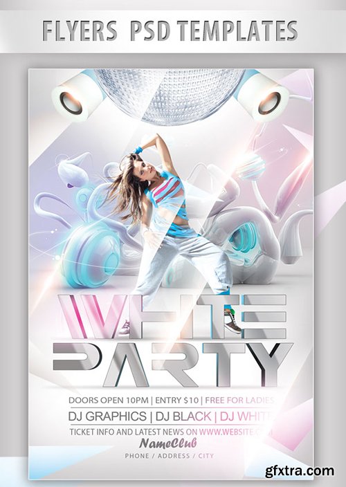 White Party Flyer PSD Template + Facebook Cover