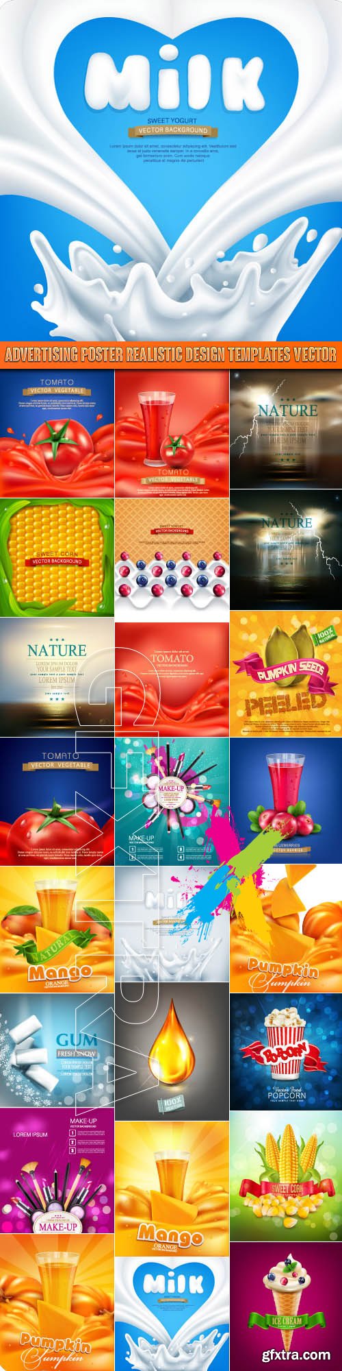 Advertising poster realistic design templates vector