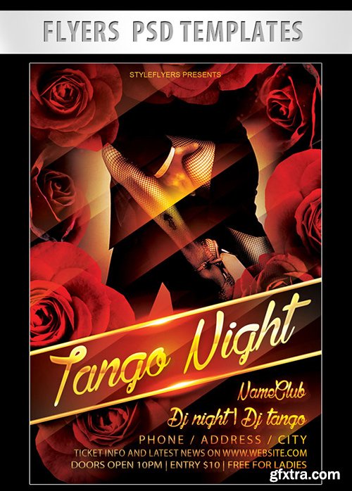 Tango Night Flyer PSD Template + Facebook Cover