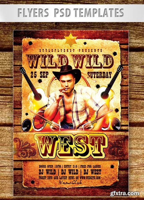 Wild Wild West Party Flyer PSD Template + Facebook Cover » GFxtra