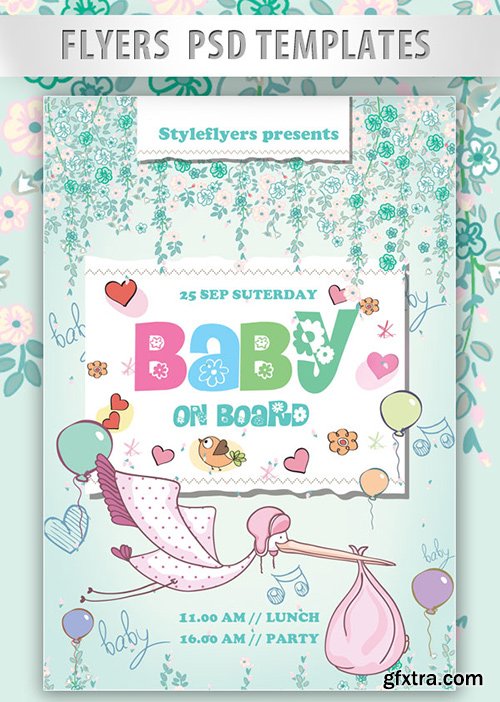 Baby on Board Flyer PSD Template + Facebook Cover